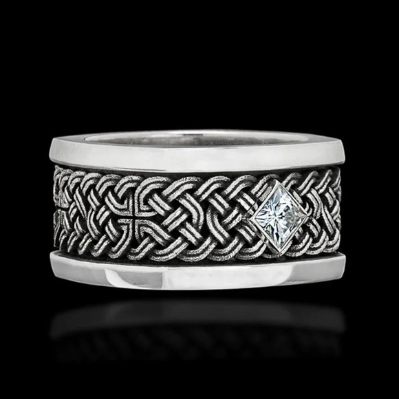 ✨925 Silver Plated Unique Black Huge Heavy Men Ring, MLNN1239 - Picture 4 of 4